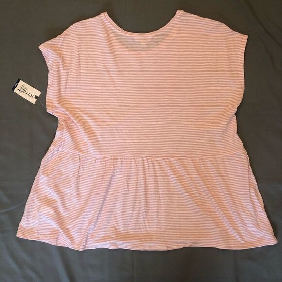 NWT Women’s Plus Size Striped Short Sleeve Peplum T-shirt - Picture 11 of 11